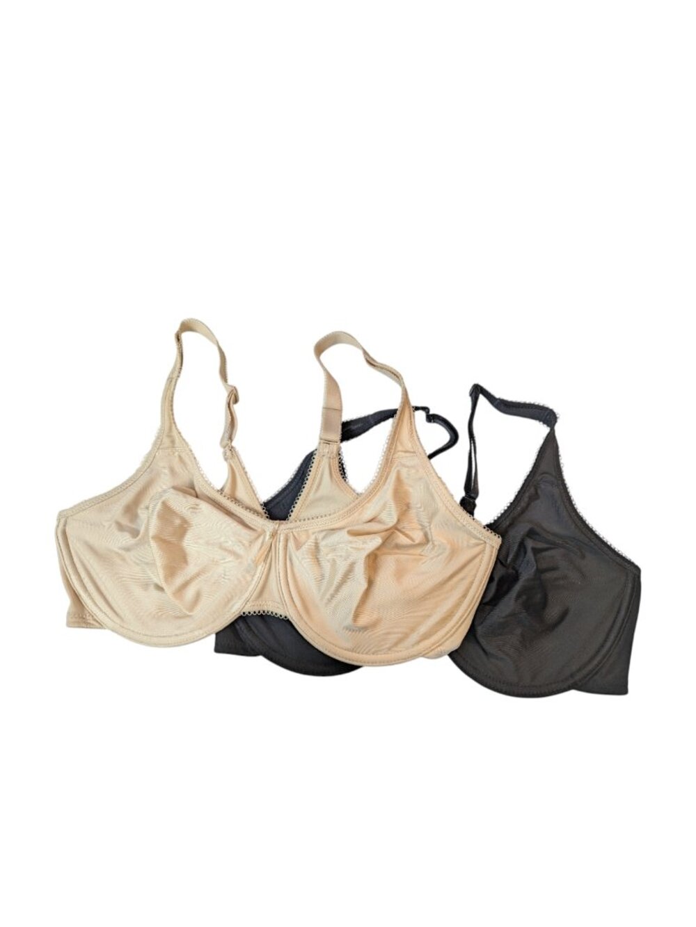 Set of 2 Wacoal Basic Beauty Bra Sz 38D 855192 Underwire Unlined Black and Cream